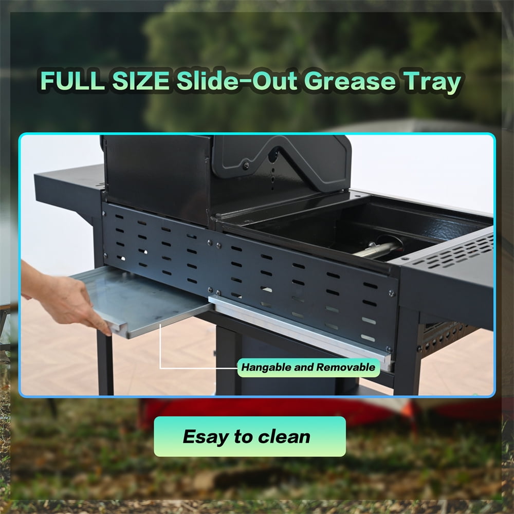 HighSound 4 Burner Propane Gas Grill & Griddle Combo BBQ Grill with Lid & Pizza Oven 49200 BTU, Flat Top Propane Grill Griddle Combo for Outdoor Cooking While Camping & Tailgating, Black