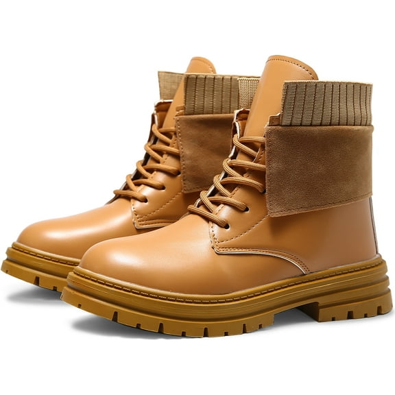 Botas Casuales para Mujer con Cordones Botin de Corte Medio Impermeable Tacon Bajo