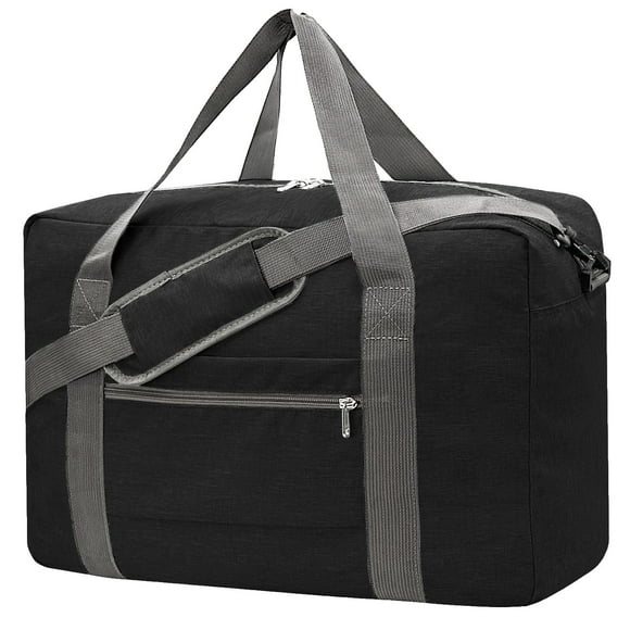Bolsa para objetos personales de Spirit Airlines, bolsas de mano plegables de 18 x 14 x 8 para aviones, bolsas de viaje para mujeres y hombres (negra como la nieve (con correa para el hombro))