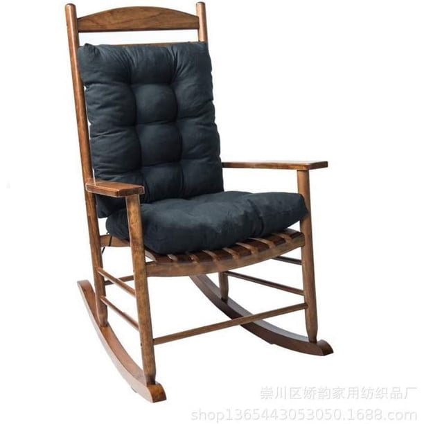 Nvzi Juego de cojines para mecedora, 2 piezas, cojín antideslizante para asiento y respaldo de silla, cojín suave y grueso para interior y exterior, cojín para silla con relleno (negro)