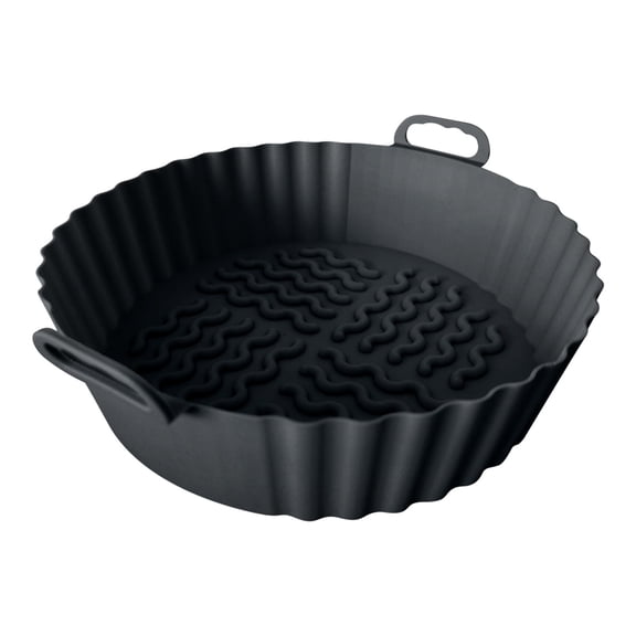 Silicone Air Fryer Liners, 8Inch Non-Stick Heat-resistant Round Reusable Pot Liner, Fits 3QT - 5QT Air Fryer Basket, Baking Tray Oven Accessories, Easy to Clean, Black