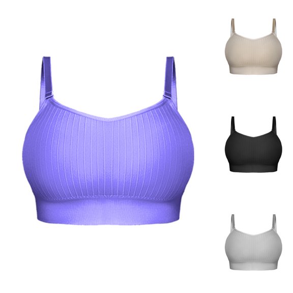 Swuxness Women's Push Up Sports Yoga Bra, Women Tank Style Bra, Women Solid Color Sports Fitness Running Comfortable Support Breathable Yoga Bras Purple, 40/90AB