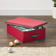 thumbnail image 3 of HOMZ 56 Ornament with Lid & 2 Handles Christmas Holiday Divided Storage Box, Red, 3 of 7