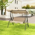 thumbnail image 1 of Gymax 3-Person Swing Chair Porch Swing Seat w/ Adjustable Canopy Removable Cushion Coffee, 1 of 9