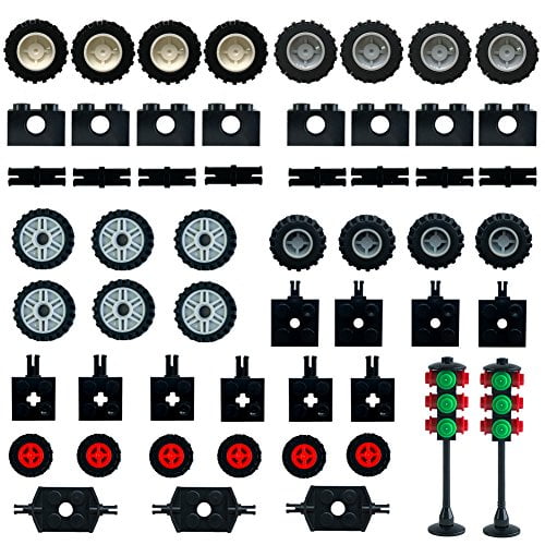 Wheels and Axles Traffic Light Tires Bulk Lot Building Bricks