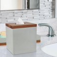 thumbnail image 4 of nu steel Boutique tissue box cover,part of our Concrete Bathroom accessory set high quality Stone /Wood Square Facial Tissue Box Holder for Bathroom Vanity Countertops,Bedroom Dressers-Stone finish, 4 of 5