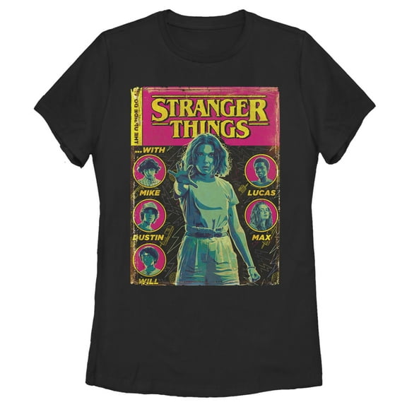Netflix Women's Stranger Things Group Shot Comic Cover Graphic T-Shirt