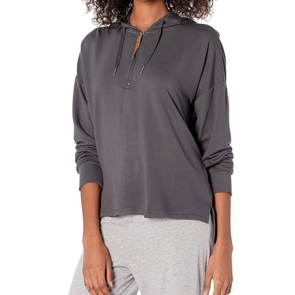P.J. Salvage Womens Half Zip Pajama Sweater, Grey, Medium
