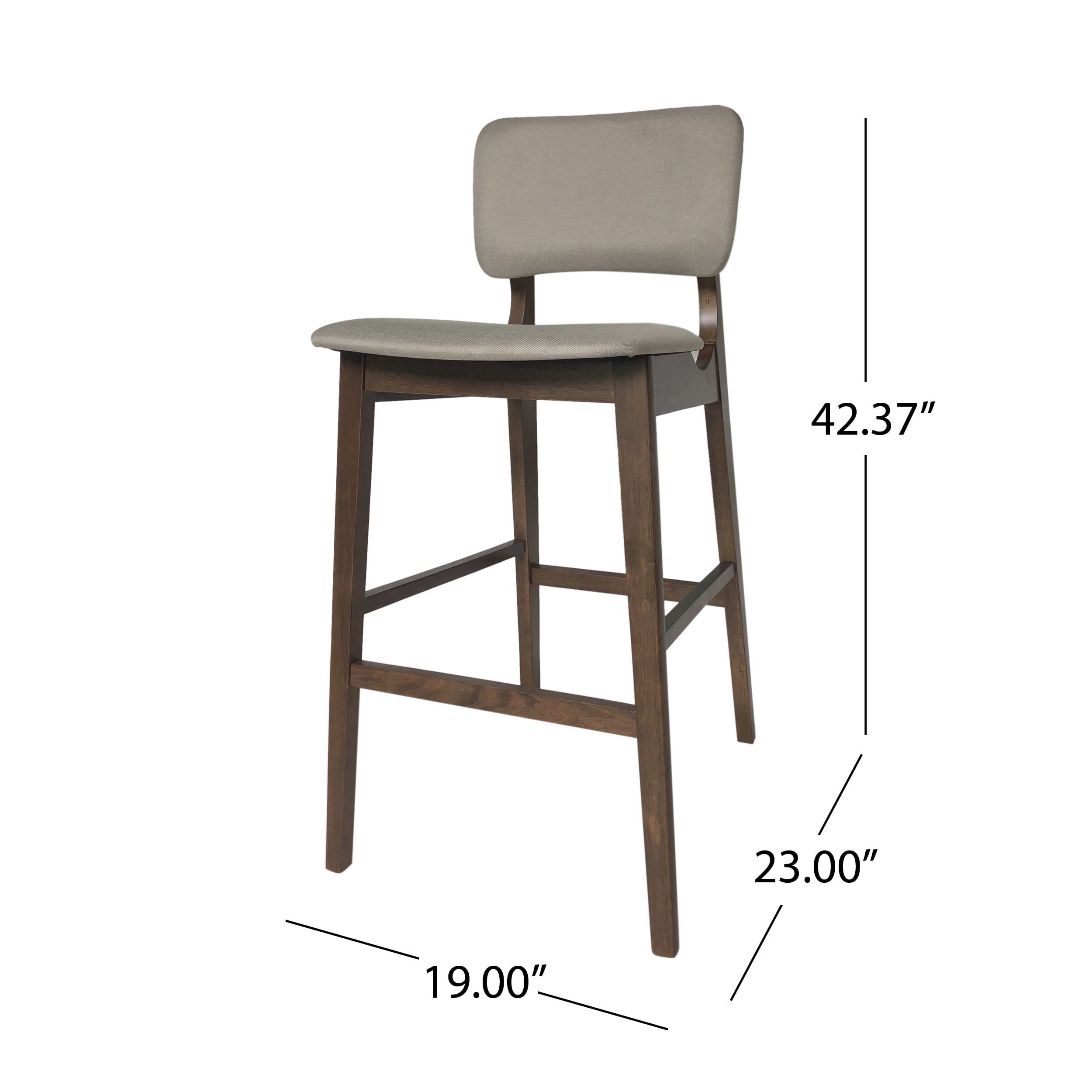 Noble House Rayan Mid Century Modern Fabric and Rubberwood Barstools, Set of 2, Beige