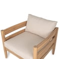 thumbnail image 6 of Christopher Knight Home Mid-Century Outdoor Wood Lounge Chair with Slat Seating & Cushion, Beige, 6 of 11
