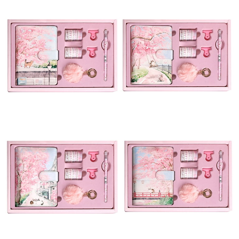 HGYCPP Cherry Blossom Scrapbook Set Travel Journal Sketch Book Set Gift Set  for Girls 