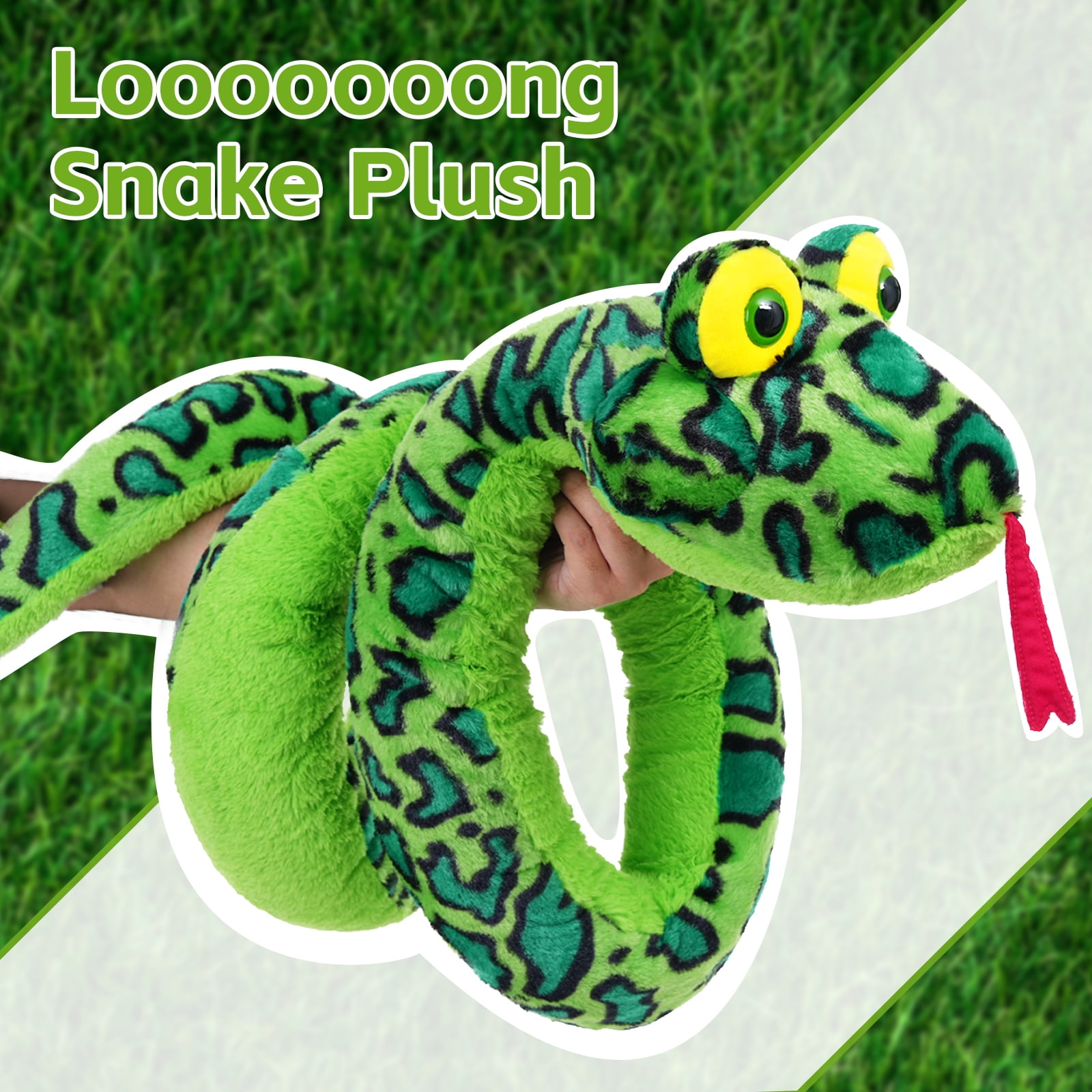 Muiteiur 98'' Giant Snake Stuffed Animal Green Boa Constrictor Snake Plush Toy
