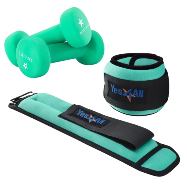 Set de pesas para entrenamiento Yes4All, tobilleras de 2,5 lb y mancuernas de 5 lb