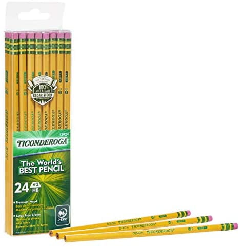 Yellow 13882 Ticonderoga Pencils Wood-Cased Graphite #2 HB Soft 12-Pack
