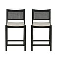 thumbnail image 2 of Powell Bilberry 25" Indoor Low Cane-Back Wood Counter Stool, Set of 2, Black/Beige, 2 of 21