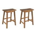 thumbnail image 3 of Set of 2 Rustic Kitchen Stools, Walnut Finish Solid Wood Counter Stools with Back Support for Dining Room, 3 of 10