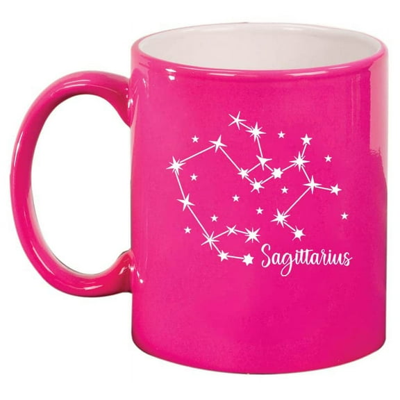 Star Zodiac Horoscope Constellation Ceramic Coffee Mug Tea Cup Gift (11oz Hot Pink) (Sagittarius)