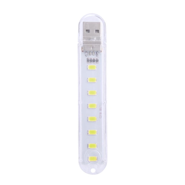 20 Piezas Mini Lámpara Lectura Brillante Portátil USB para PC (8LED) Blanca