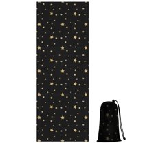 Black Gold Star Pattern Hot Yoga Mat Towel Non Slip for Hot Yoga - Quick-Drying Yoga Mat Cover with 4 Corner Pockets with Travel Bag - Hot Yoga Towel Non Slip 74"x26"