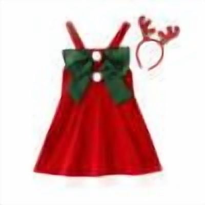 DHFJKG Dress Child Xmas Girls Sleeveless Spaghetti Strap Bowknot Dresses Party Dance Kids Christmas Sweet Dress
