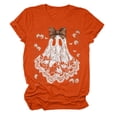 thumbnail image 5 of Fgnfyis T-Shirt Graphique à Manches Courtes d'Halloween pour Femmes Col Rond Décontracté pour Fête d'Été avec Jeans Hauts pour Femmes Orange P, 5 of 5