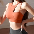 thumbnail image 4 of Cathalem Sports Bra Set Racerback Bra Workout Crop Tops Longline Yoga Bra Push up Plus Size,Orange M, 4 of 5