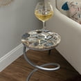 thumbnail image 2 of Nevin Modern Round Spiral Base Drink Table, Silver with Banded Agate Top, 2 of 10