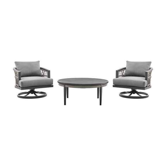 Zella Outdoor Patio 3 Piece Swivel Seating Set