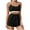 Black, variant on Womens Fleece 2 Piece Pajamas Set Fuzzy Padded Bras Cami Tops Shorts Flannel Sleeveless Sleepwear, M