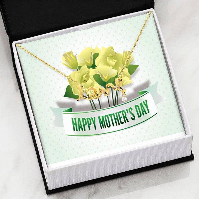 Fleurs Ruban Cadeau pour Maman Collier Love Scripted Carte Message en Acier Inoxydable Cadeau