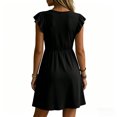 thumbnail image 5 of JoveMarine Womens Dresses V-Neck Pleated Ruffle - Sleeves Loose Blouson Vest Skirt with Flutter Sleeves for Summer Casual Days,Black L, 5 of 6