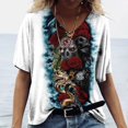 thumbnail image 1 of Camiseta Vintage con estampado 3D de calavera para mujer, blusas con cuello en V, Jersey informal de manga corta, Tops de gran tamaño, ropa Harajuku, camisetas de verano, 1 of 4