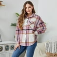 thumbnail image 5 of FYMNSI Women and Girls Button Down Plaid Flannel Shirts Autumn Casual Long Sleeve Shacket Mommy and Me Matching Outfits Pink (Girl 6-7T), 5 of 10