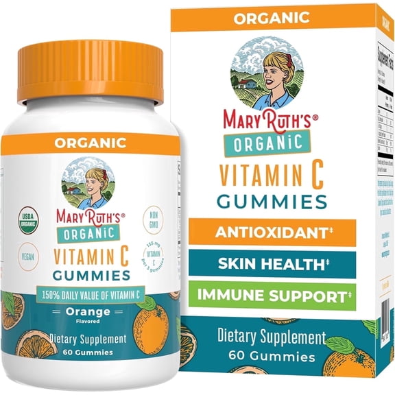 MaryRuth's USDA Organic Adult Vitamin C Gummies, Dietary Supplement, Immune Support, Orange Flavor, 60 Count