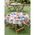 thumbnail image 4 of Outdoor Tablecloth with Umbrella Hole for Patio/Picnic/Party/Camping, American Star Modern Waterproof Table Cloth Round Cover Washable, Blue Red Patriotic 4th of July Ombre (Dia 54"), 4 of 9