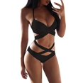 thumbnail image 1 of Gibobby Traje de Baño Sexy Bikini Traje de baño de color sólido sexy de diseño simple de personalidad para mujer(Negro,XL), 1 of 2