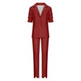 thumbnail image 5 of Scyoekwg Womens Suits Blazer and Pants Business Office Work 2 Piece Sets Long Sleeve Coat Suit Pants Matching Outfits Fashion Two Piece Set Casual Outfits Sets (Wine,L), 5 of 5