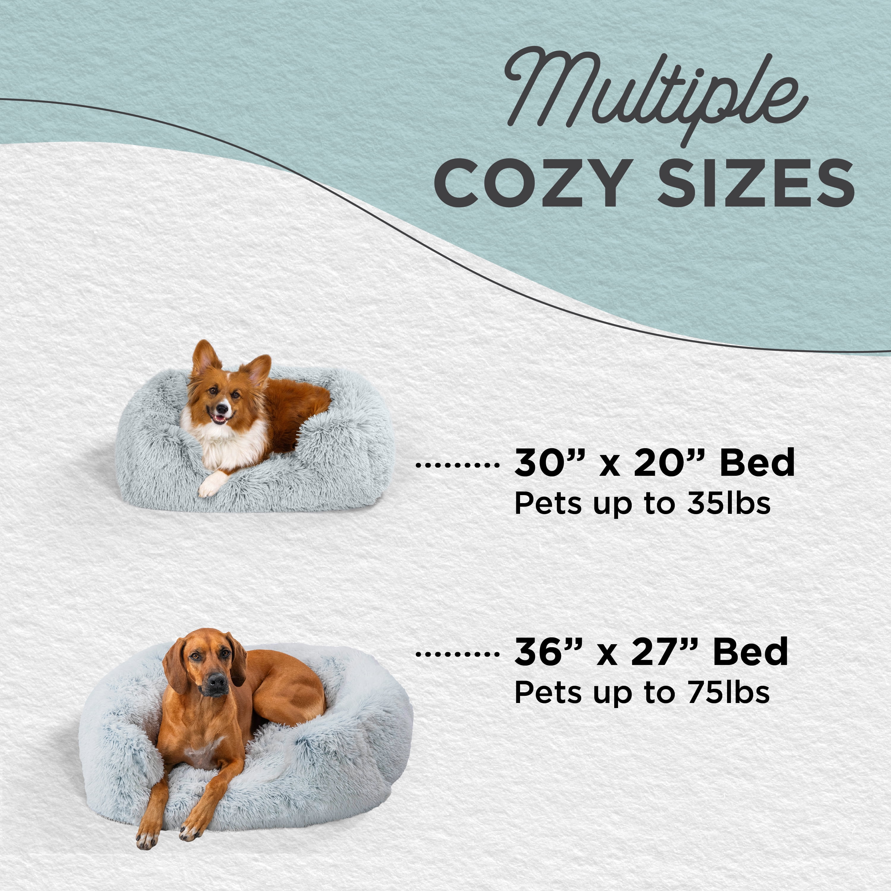 Best Friends by Sheri Shag Lounge Bed Calming Faux Fur Dog Bed, Frost, Large, 36" x 27"