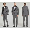 thumbnail image 6 of ETHAN Men's Suit Slim Fit 3 Piece Suit Double Breasted Suit One Button Formal for Wedding Prom Suits Dark Grey 5XL, 6 of 8