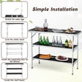 thumbnail image 6 of Costway Folding Camping Table Aluminum Portable Picnic Table with 2-Tier Shelves Black, 6 of 10