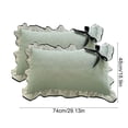 thumbnail image 4 of Jiaeri Lace Ruffled Pillowcases Set of 2 - Rose Print Decorative Pillow Covers with Bow, Soft Brushed Polyester Bedding, Standard Size 20x30 Inches, for Bedroom Sofa Home Decor, 4 of 7