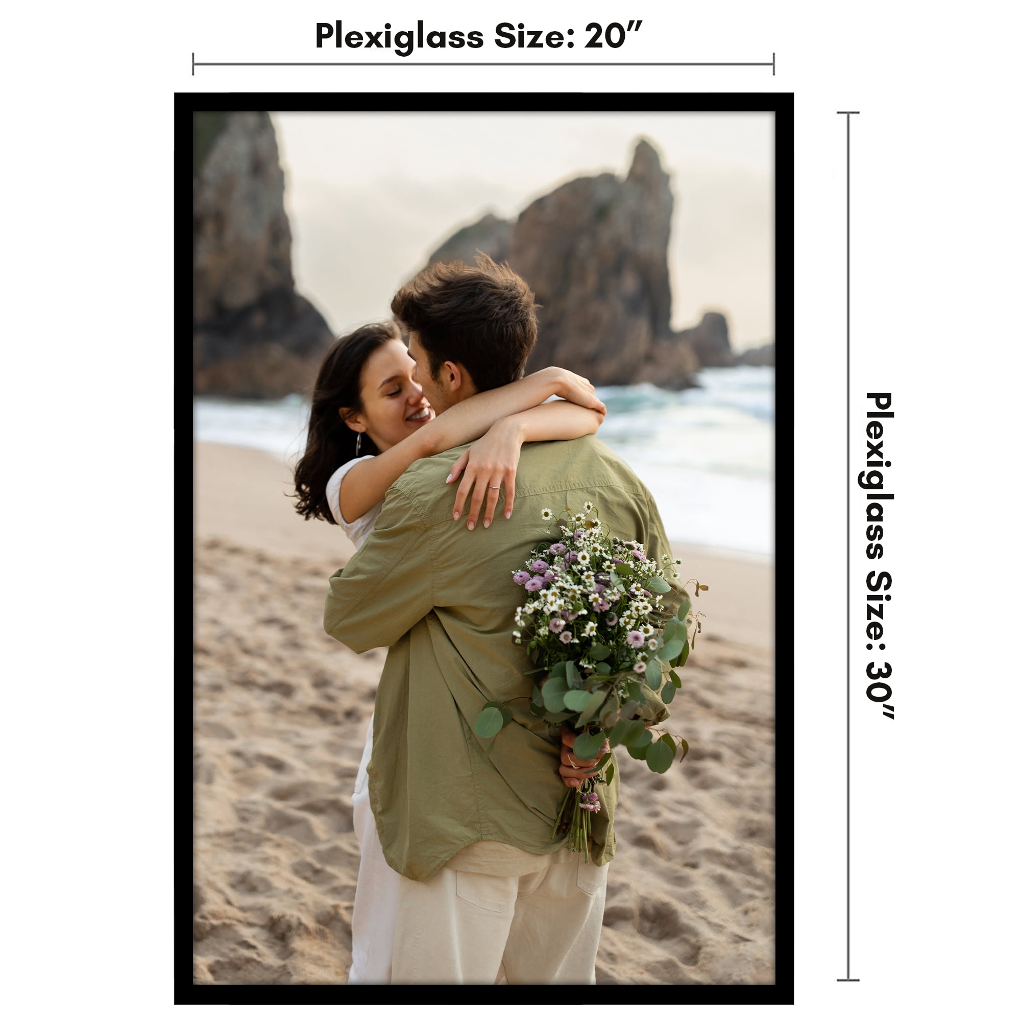 Americanflat 20x30 Poster Frame with Polished Plexiglass Streamline Collection Thin Border Wall - Black