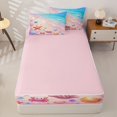 thumbnail image 4 of Castle Fairy Kawaii Pastel Beach Scene Zipper Twin Comforter Sets with Fitted Sheet and 2 Pillowcases,Crab Butterfly Seashell Sand Print Zipper Bedding Set,Pink Sky,Pink Reversible,4-Piece, 4 of 6