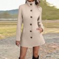 thumbnail image 2 of Women's Fashionable, Casual, Commuting Stand-up Collar Woolen Top Coat, A Professional and Warm Jacket for Work,Beige,L, 2 of 5