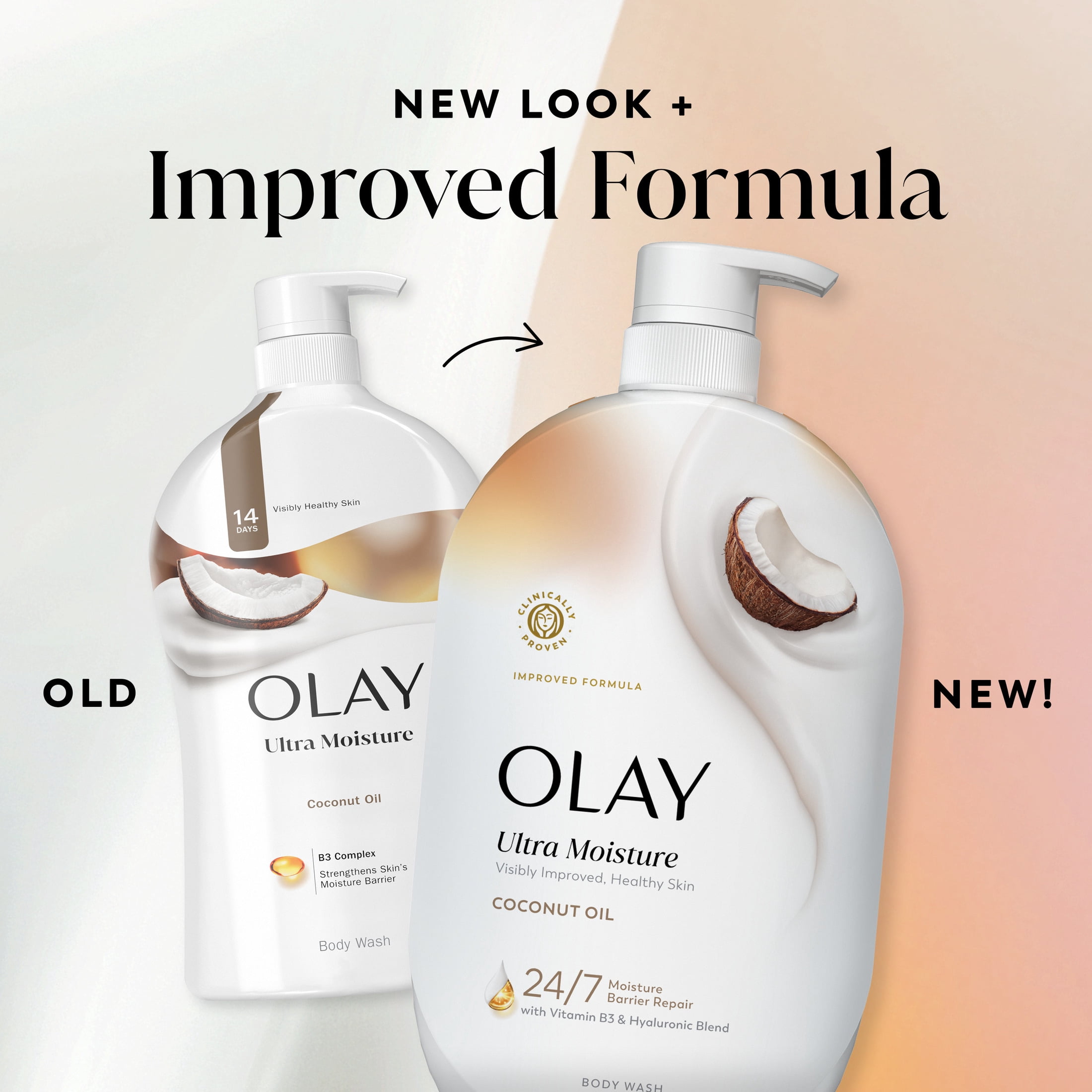 Olay Ultra Moisture Body Wash with Coconut Oil, Vitamin B3 and Hyaluronic Blend, 35oz