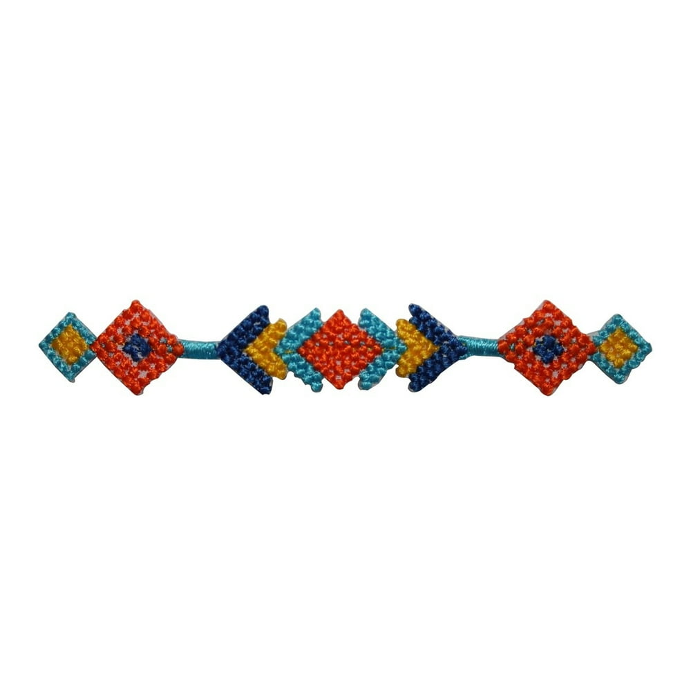 ID 8796 Multicolor Geometric Trim Patch Strip Band Embroidered Iron On