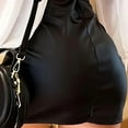 thumbnail image 4 of FcBaudy Jupes pour Femmes, Robes Midi pour Femmes, Robes d'Été pour Femmes Robe Coréenne pour Femmes Version Unie Mate en Similicuir Sac Fesses Jupe Courte Femme Robe en Polyester, 4 of 4