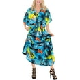 thumbnail image 2 of HAPPY BAY Women's Loungewear Casual Long Kaftan Beach Cover Up Slit Dress Maxi Dresses Caftans for Women 2X-3X Teal, Palm Tree, 2 of 5