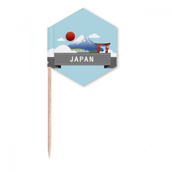 Japan Mount Red Sun Rail Train Temple Toothpick Flags Cupcake Picks Party Celebration