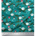 thumbnail image 1 of Soimoi Moss Georgette Fabric Cup,Candies & Cupcake Food Print Fabric by The Yard 42 Inch Wide, 1 of 1